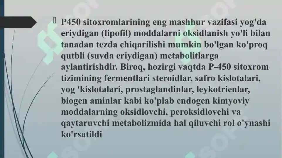 Sitoxrom R-450 induktorlari va ingibitorlarini klinikada qo'llanilishi. Sitoxrom R-450 geni 6
