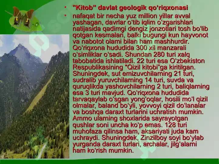 «Kitob» davlat geologik qo‘riqxonasi ekosayyohlik resurslari 7