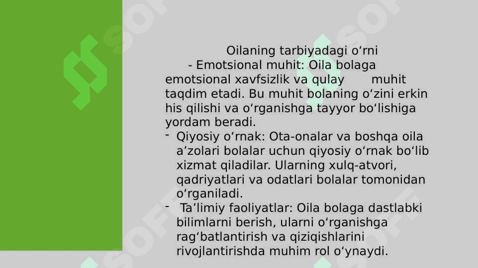 Maktabgacha yoshdagi bolalarni maktab ta’limiga tayyorlash nazaryasi. Yosh avlod tarbiyasida oilaning o’rni haqida mutafakkirlarning ta’limoti. 2