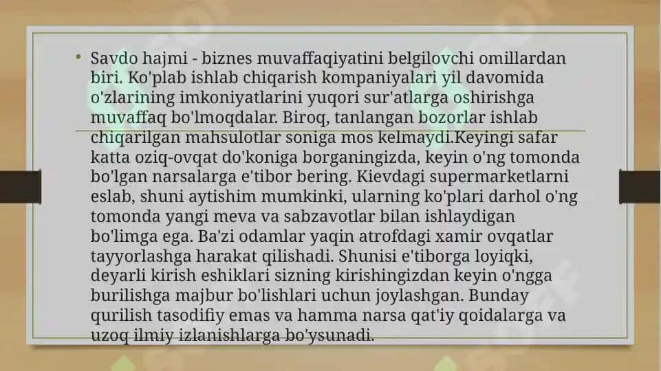 Mahsulotni sotish hajmini oshirish imkoniyatlarini aniqlash hamda amaliyotiga tadbiq etish. 3