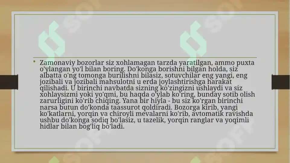 Mahsulotni sotish hajmini oshirish imkoniyatlarini aniqlash hamda amaliyotiga tadbiq etish. 4