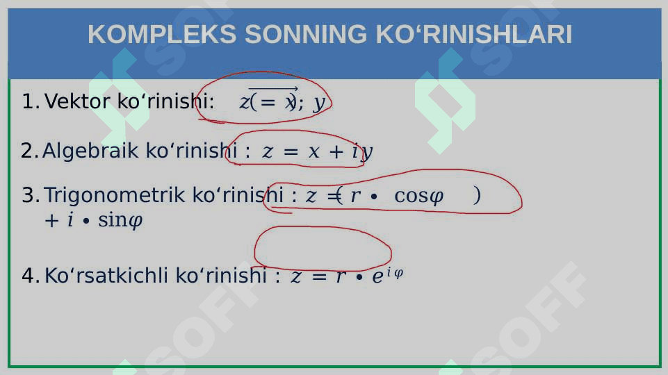 Kompleks sonlar va ular ustida amallar 5