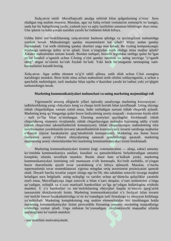 Marketingda kommunikatsiya tushunchasi va roli. Marketing kommunikatsiyalarining maqsadlari, vazifalari va funksiyalari 8