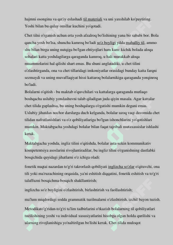 Tayyarlov guruhi bolalarini xorijiy(ingliz)tiliga o’rgatish metodikasi. 6