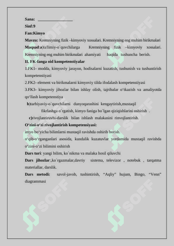 Kremniyning fizik va kimyoviy xossalari, muhim birikmalari 2