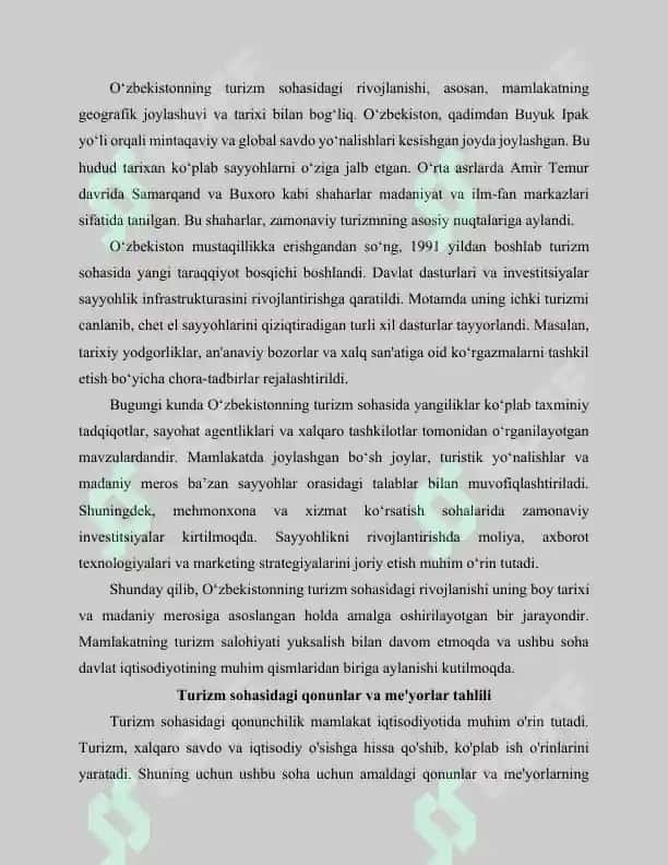 O‘zbekistonda turizm sohasida amalga oshirilayotgan va amalga oshirilgan islohotlar tahlili 3