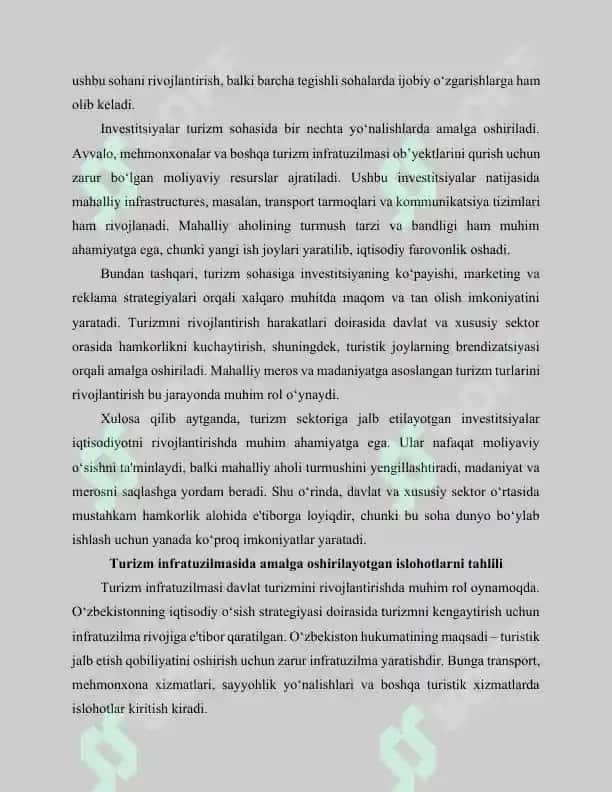 O‘zbekistonda turizm sohasida amalga oshirilayotgan va amalga oshirilgan islohotlar tahlili 6