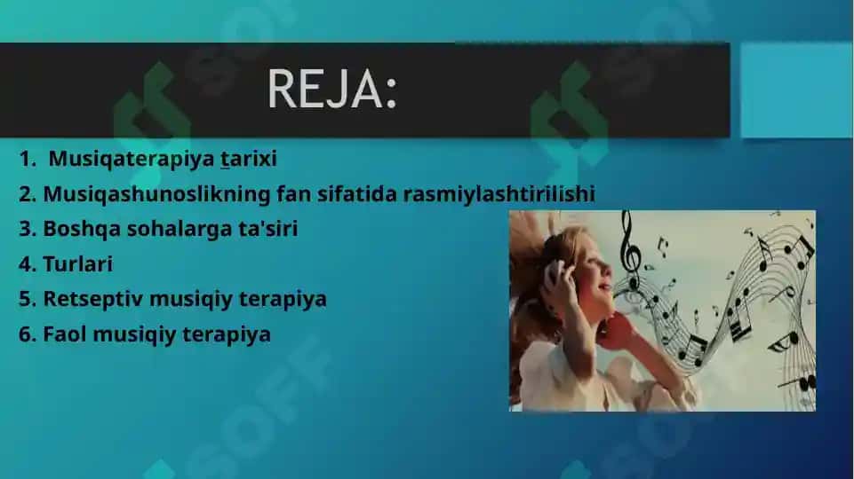 Musiqiy terapiya tarixi, foydalari, turlari va faoliyati 2
