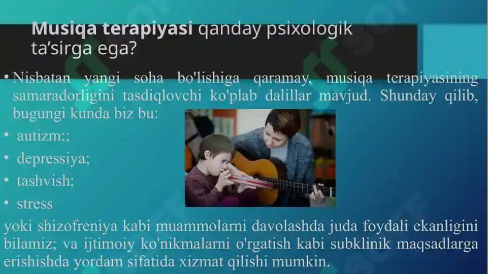 Musiqiy terapiya tarixi, foydalari, turlari va faoliyati 4