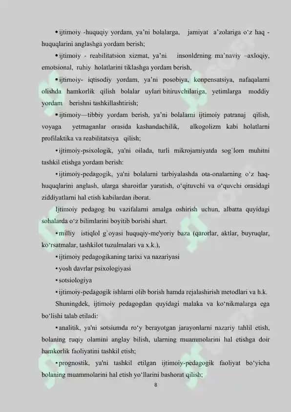 IJTIMOIY PEDAGOGNING KASBIY FAOLIYATI 8