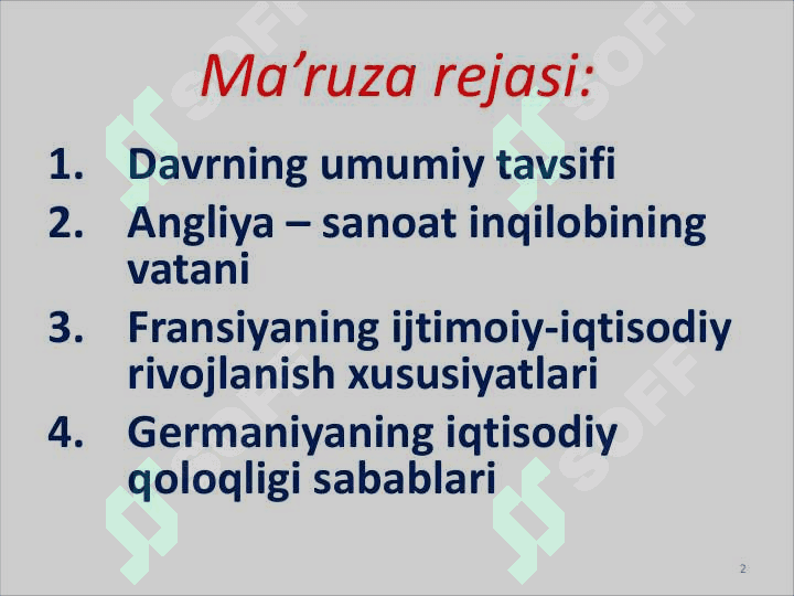 Yangi davrda industrial tizimni vujudga kelishi (XVIII asr) 2