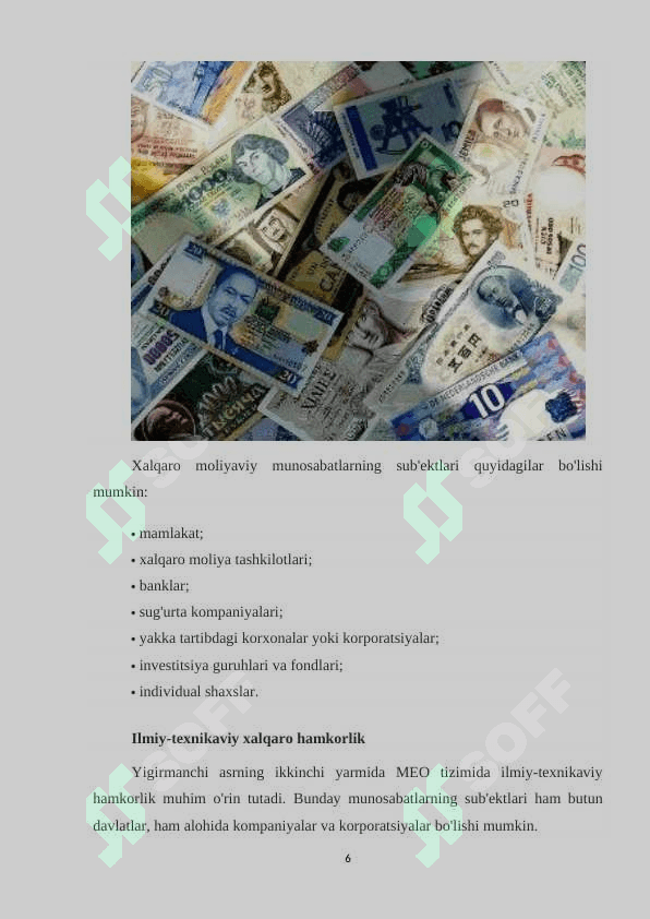 Xalqaro iqtisodiy munosabatlar tizimida O’zbekistonning o’rni 6