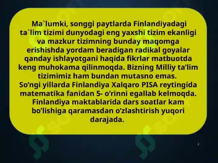 Rivojlangan mamlakatlarda o'quv topshiriqlariga beriladigan e'tibor va ularning turlari 2