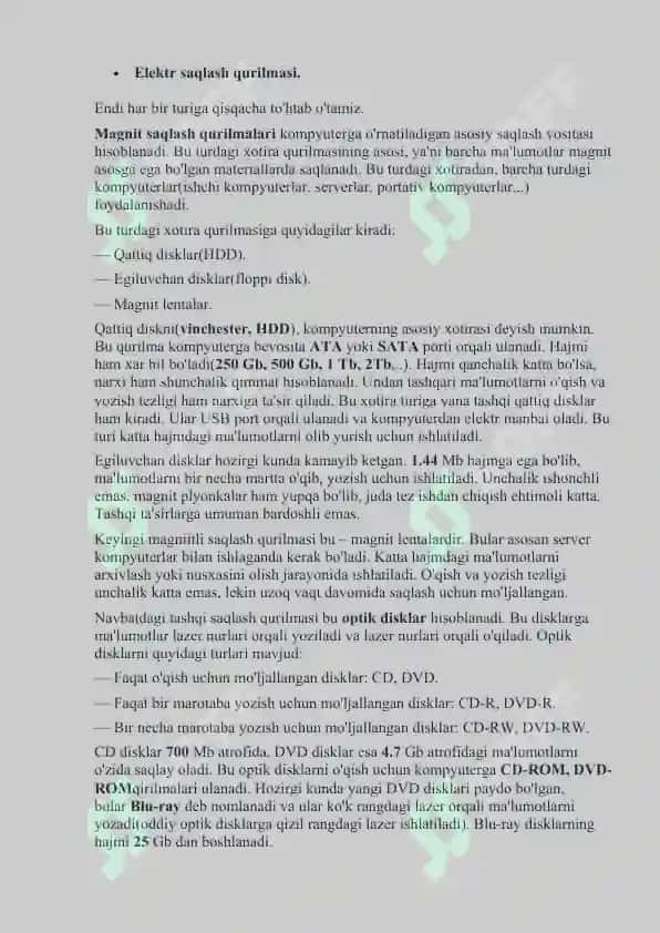 Tashqi xotira xarakteristikalari 2
