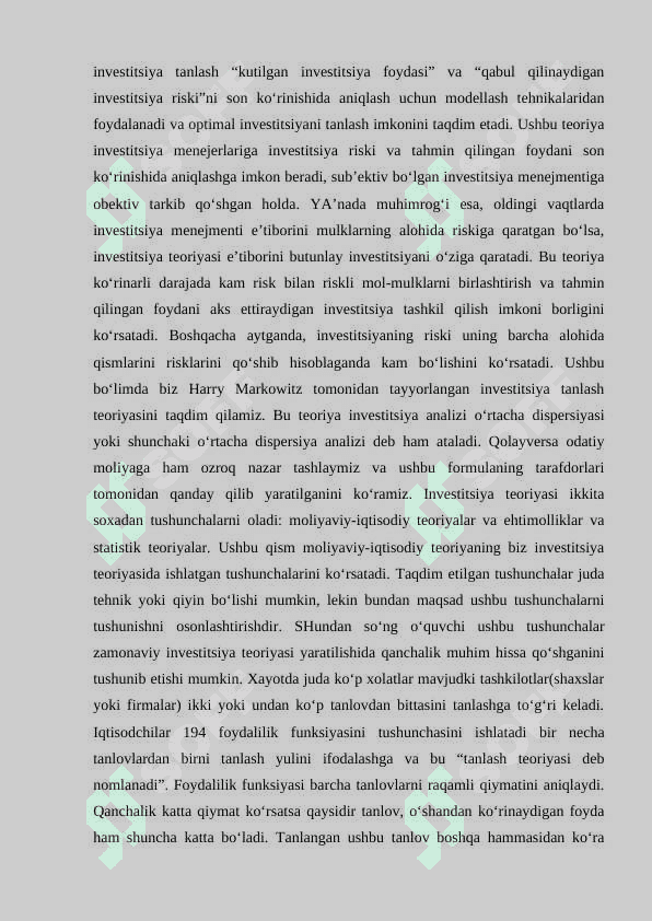 Zamonaviy Moliya va investitsion portfelni shakllantirish 3