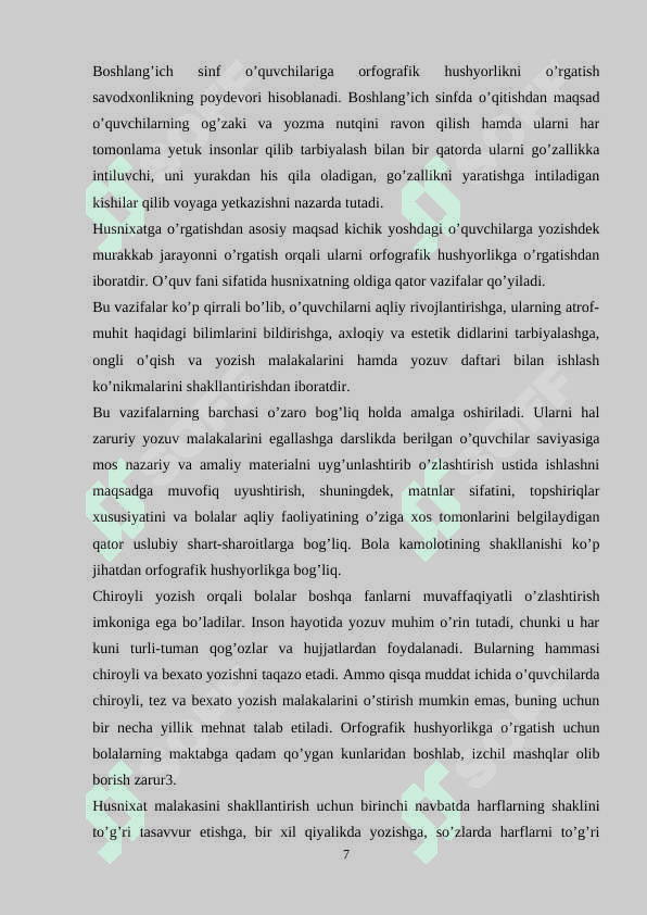 1-4-SINF DARSLIKLARDAGI ORFOGRAFIYAGA OID MASHQLARNI TAHLIL QILISH 7