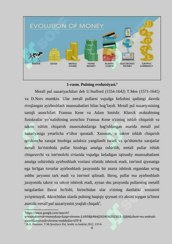 Pul haqida turli xil nazariyalar va hozirgi zamon pulining tabiati kurs ishi 8
