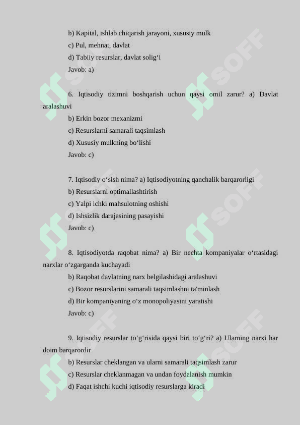 Iqtisodiyot nazariyasi fanidan 100 ta test savollari va javoblari bilan birga 2