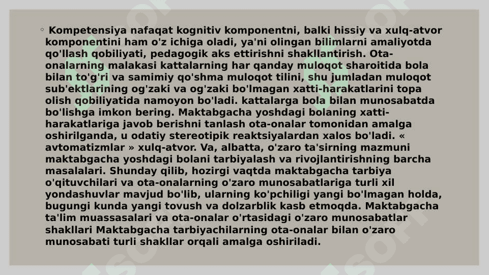 Ota-onalar bilan yakkama-yakka va jamoa tarzida tashkil qilinadigan ishlar 6