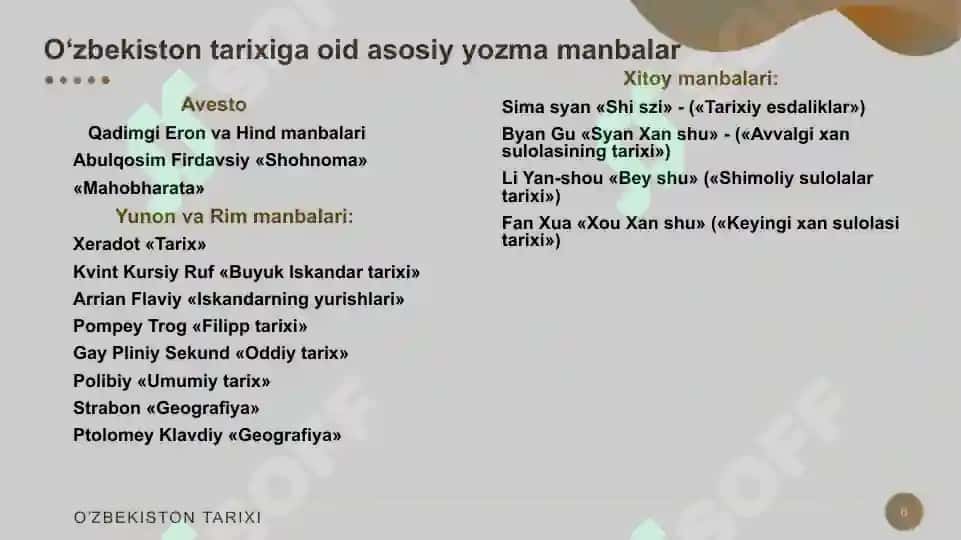 “O‘zbekistonning eng yangi tarixi” o‘quv fanining predmeti, maqsadi va vazifalari, nazariy-metodologik tamoyillari 6