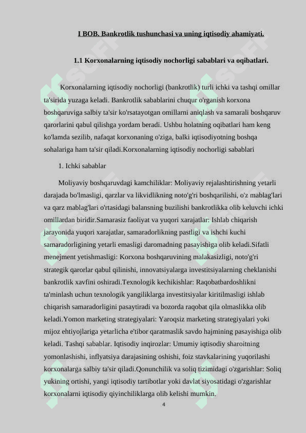 Korxonalar iqtisodiy nochorligi (bankrotligi)ni baholash va tahlil qilish 4