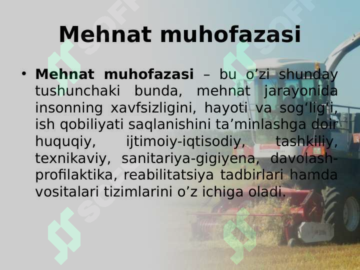 QISHLOQ XO'JALIGIDA MEHNAT MUHOFAZASI 2