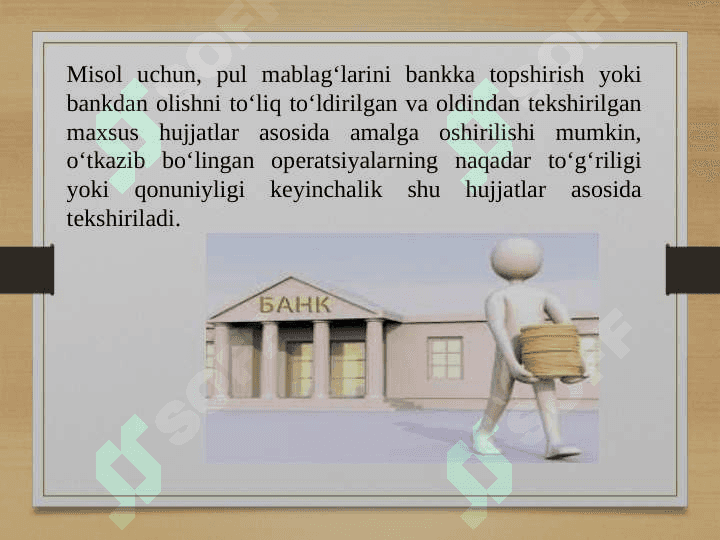 Bank hujjatlarining mazmuni, ahamiyati 3
