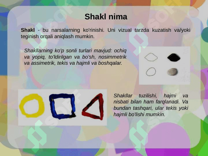 Bolalarni predmetlar shakli bilan tanishtirish 2