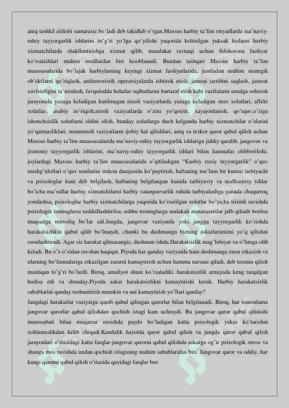 Harbiy zaruriyat, xatti xarakat va ularni jangda qo’llash 24 6