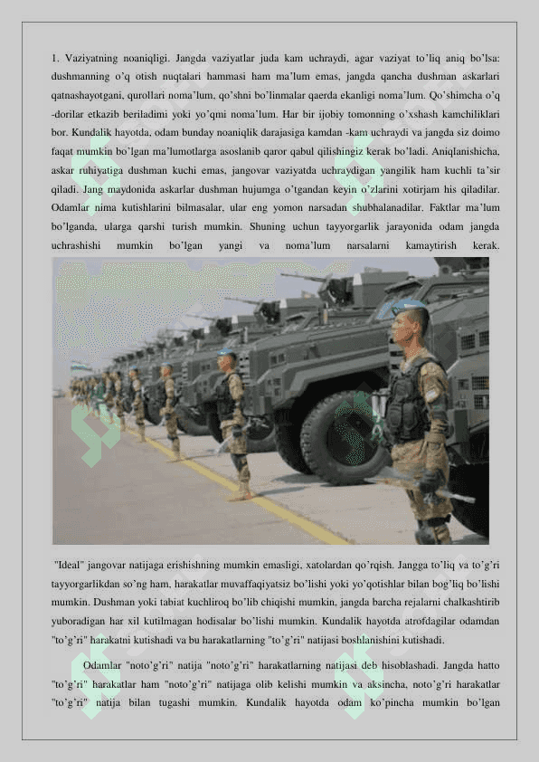 Harbiy zaruriyat, xatti xarakat va ularni jangda qo’llash 24 7