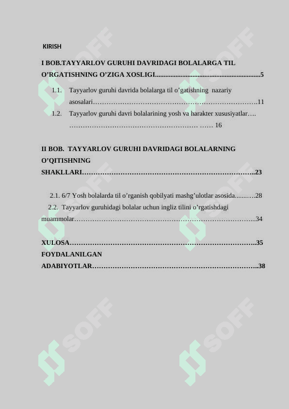 Tayyarlov guruhi bolalarini xorijiy(ingliz)tiliga o’rgatish metodikasi. 2