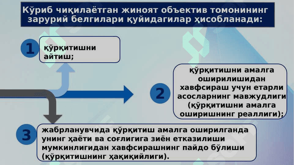 Jinoyat huquqi: Hayot yoki sog'liq uchun xavfli jinoyatlar 6