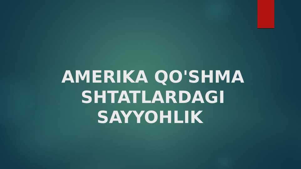 AMERIKA QO'SHMA SHTATLARDAGI SAYYOHLIK