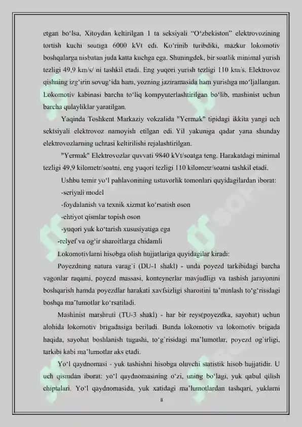 Temir yo‘l transporti statistikasi 8
