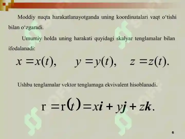Moddiy nuqta kinematikasi 6
