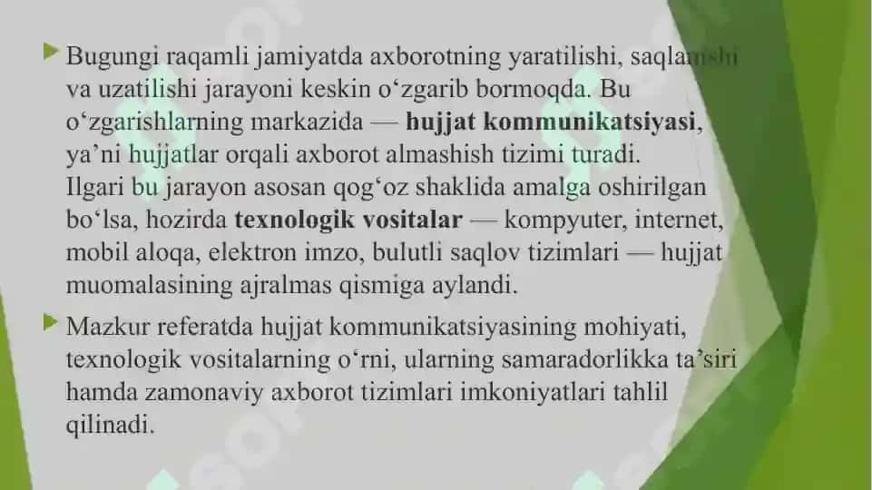 Hujjat kommunikatsiyasida texnalogik vositalarining ta`siri 2