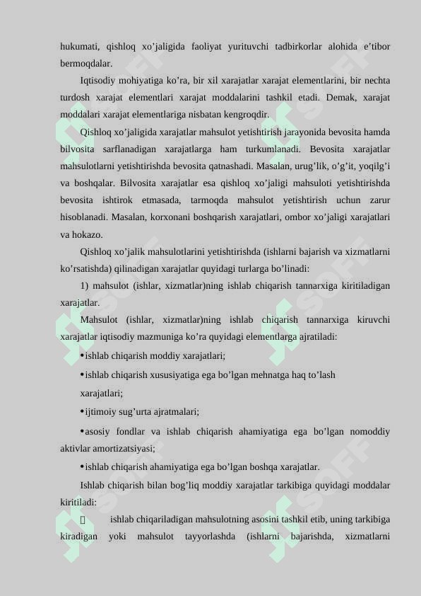 QISHLOQ XO’JALIGIDA QILINADIGAN XARAJATLAR VA TANNARX TUSHINCHASI 8