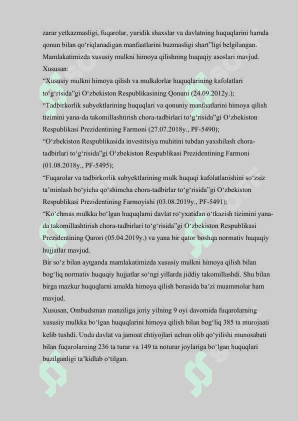 O'ZBEKISTON RESPUBLIKASINING IQTISODIY TIZIMI. XUXUSIY MULKNING DAXILSIZLIGI XAMDA DAVLAT TOMONIDAN MUXOFAZA QILINISHI 3