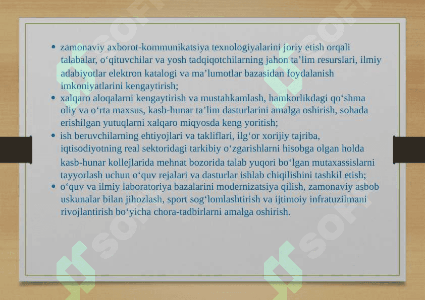 OʻZBEKISTON RESPUBLIKASI OLIY TAʼLIM,FAN VA INNOVATSIYALAR VAZIRLIGI 6