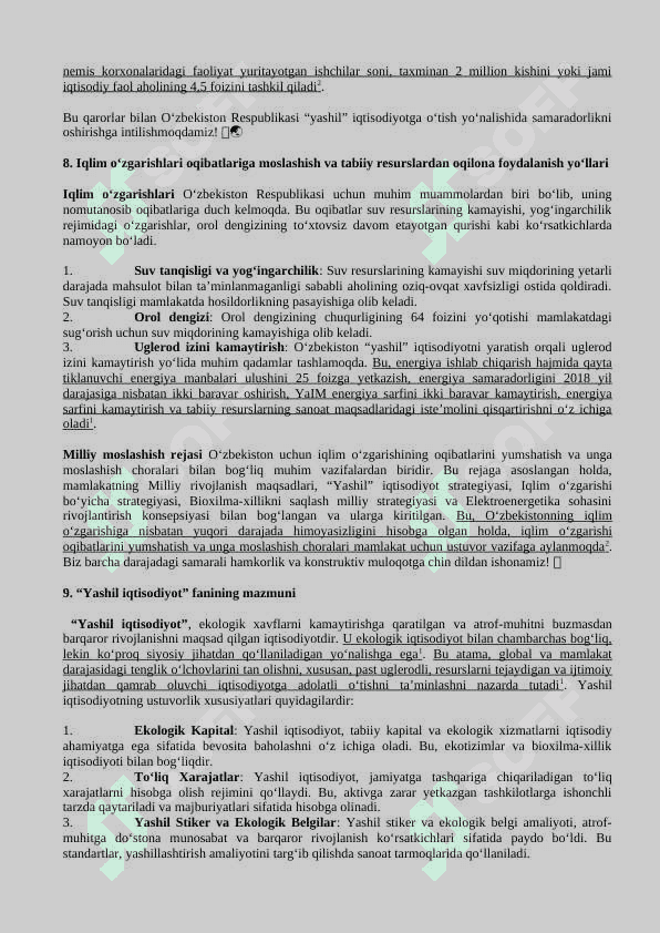 Yashil Iqtisodiyot fanidan javoblar 5
