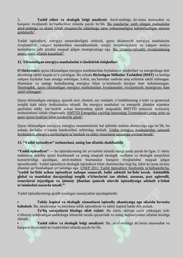 Yashil Iqtisodiyot fanidan javoblar 7