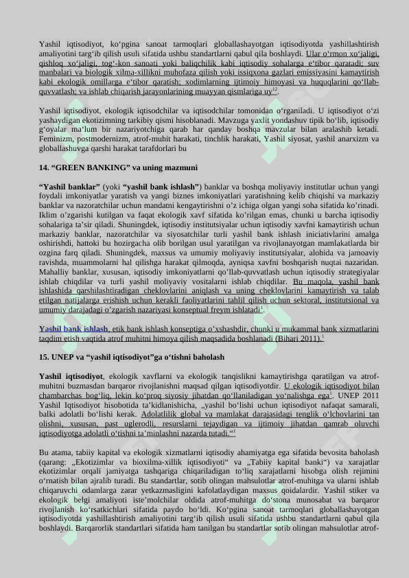 Yashil Iqtisodiyot fanidan javoblar 8