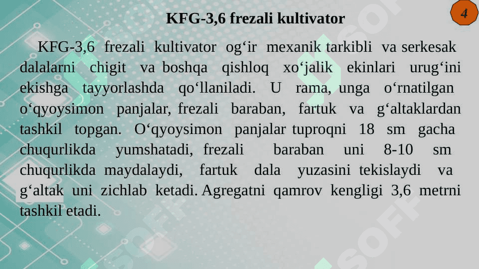 KULTIVATOR VA FAOL TASIRLI RATATSION ISHCHI ORGANLI MASHINALAR NAZARYASI VA HISOBI 7