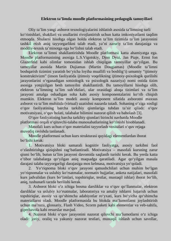 Moodle tizimida o'quv materiallarini joylashtirish 2