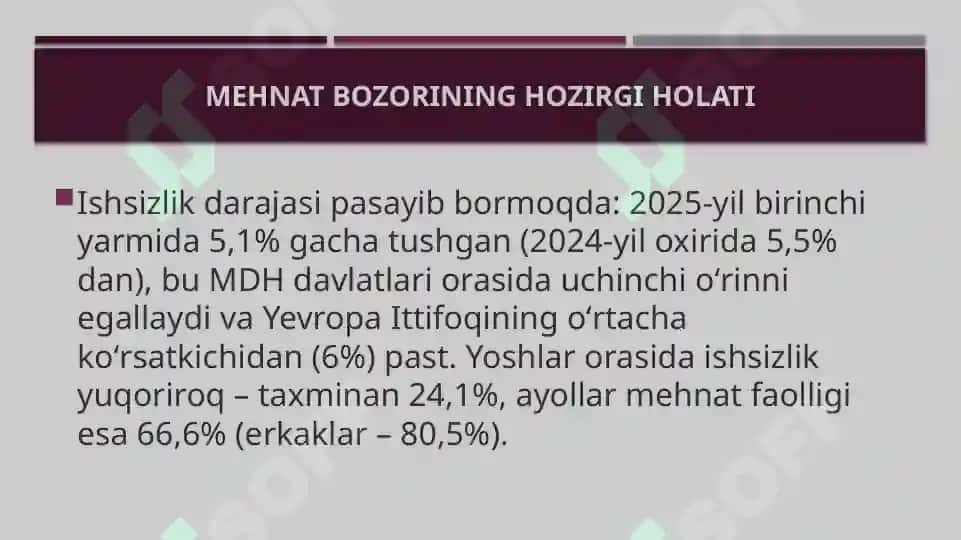 Mehnat bozorining hozirgi holati va rivojlanish istiqbollari 4