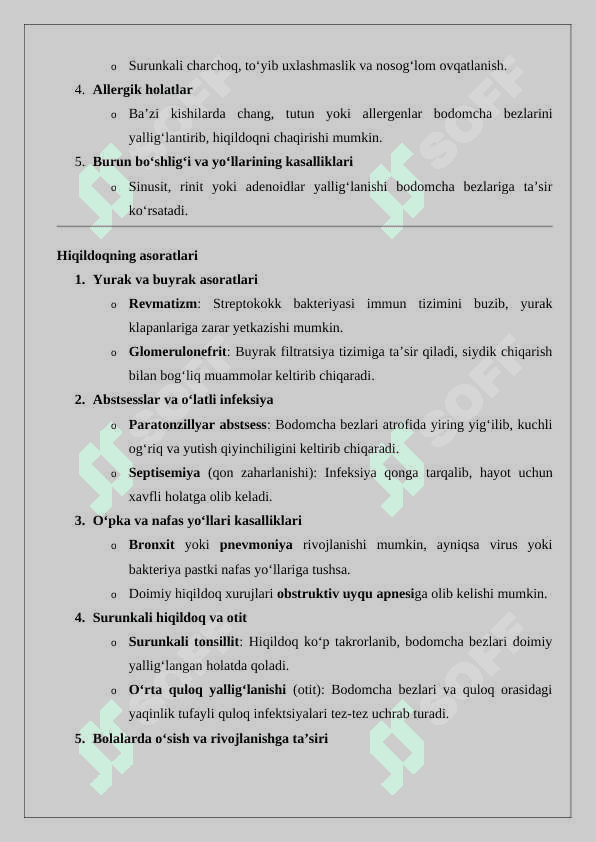 Hiqildoqning qo'shimcha kasalliklarining kelib chiqish sabablari va asoratlari 24 4