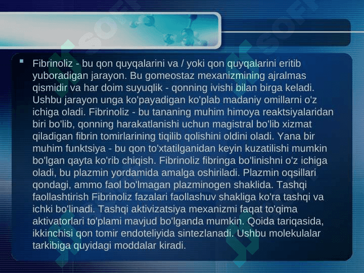 Gomeostaz , Qonning fizikaviy kimyoviy xossalari. shakli elementlari, Organizmning biologik suyuqliklari 4