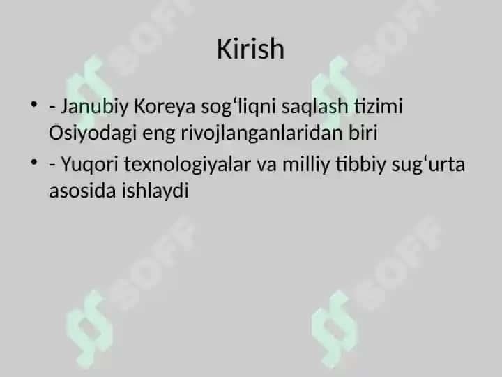 Janubiy Koreya poliklinikalarida ish tizimi va boshqarilishi 2