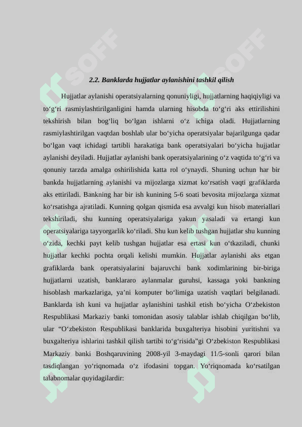 Bank hujjatlarining turlari va ularning tavsifi 8