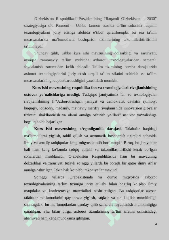 . TALABALAR HAQIDAGI MA’LUMOTLARNI YIG‘ISH, TAHLIL QILISH VA AVTOMATIK BOSHQARISH TIZIMINING  NAZARIY 4